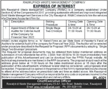 New Rawalpindi Waste Management Company RWMC Jobs 2024 Advertisement