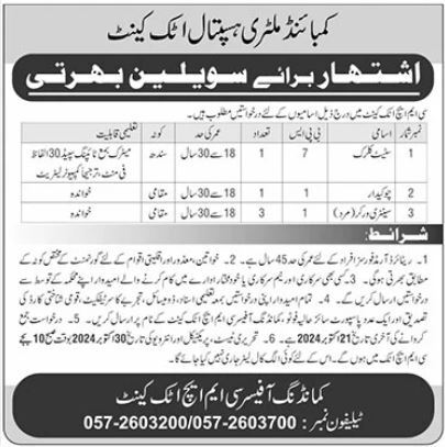 Combined Military Hospital CMH Attoch New Jobs 2024 Advertisement