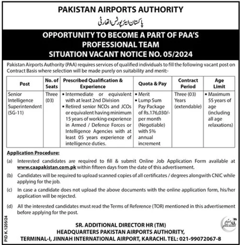 Pakistan Airports Authority PAA Karachi Jobs 2024 Apply Online